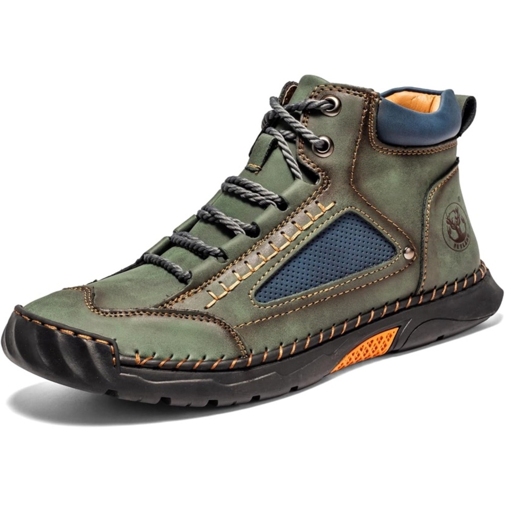 FLYLAND MenCasual Leather Fashion Sneaker Ankle Chukka Boots HandmadeLightweight